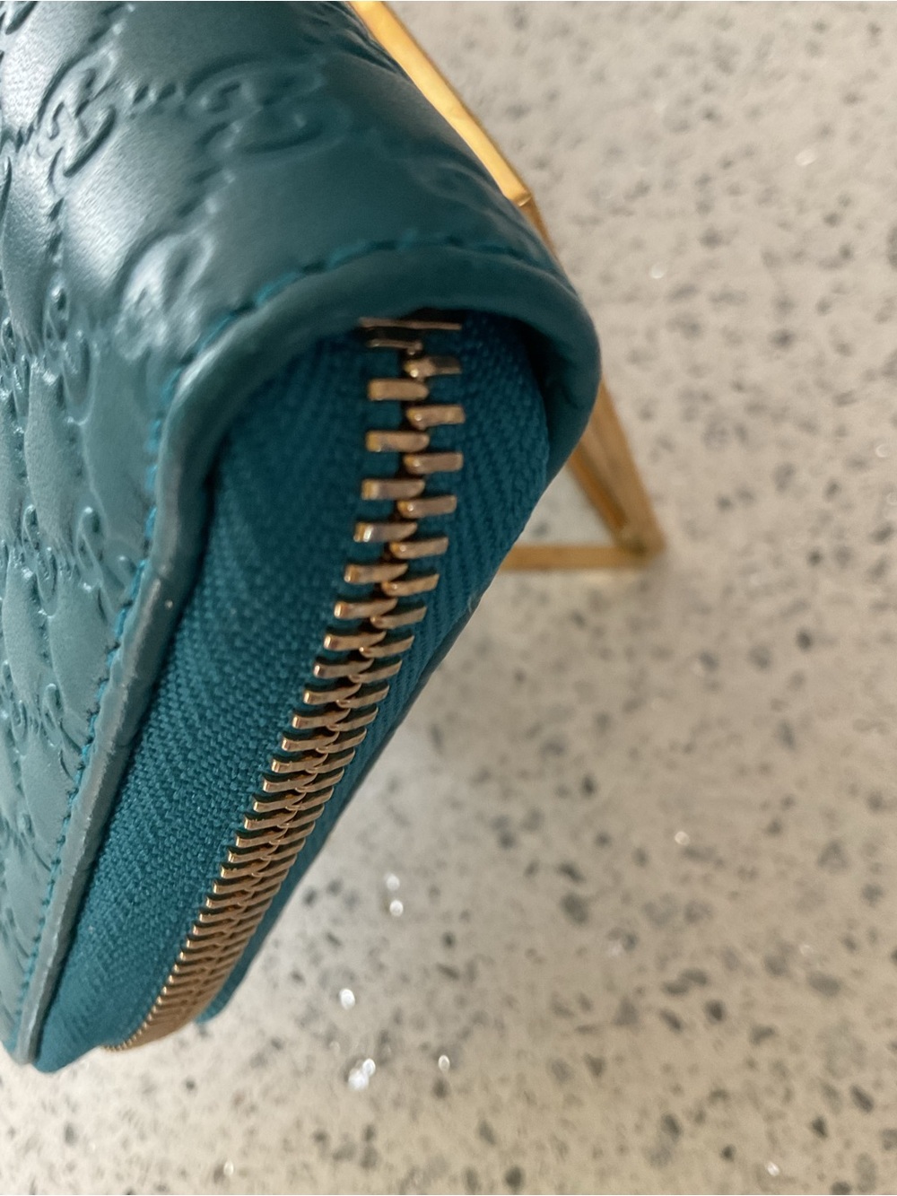Gucci Guccissima Zip Around Teal Wallet - Picture 7 of 15